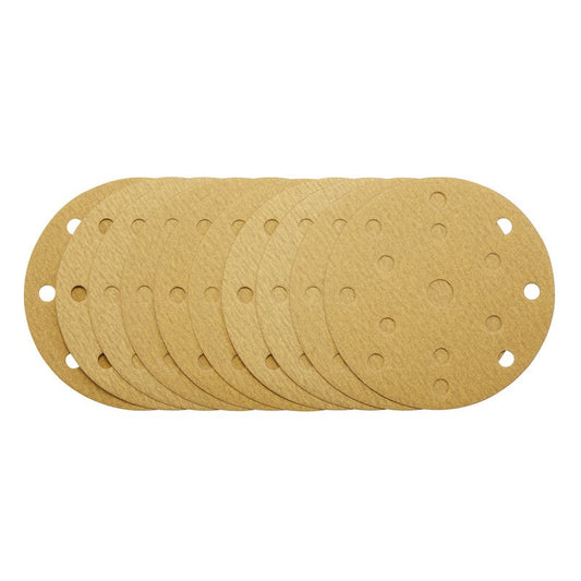 Draper Gold Sanding Discs with Hook & Loop, 150mm, 180 Grit, 15 Dust Extraction Holes (Pack of 10) DRA-08475
