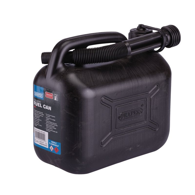 Draper Plastic Fuel Can, 5L, Black DRA-09053