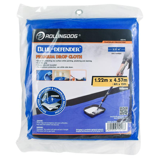 Draper ROLLINGDOG BLUE-DEFENDER&#8482; Premium Drop Cloth, 1.2 x 4.5m DRA-09664