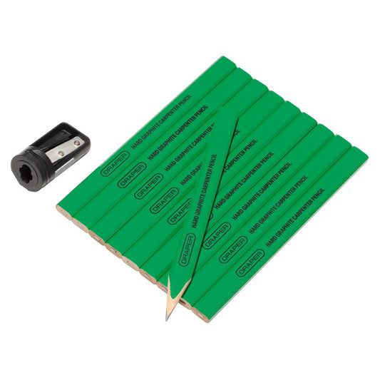 Draper Carpenter's Pencils with Sharpener (Pack of 10) DRA-12145
