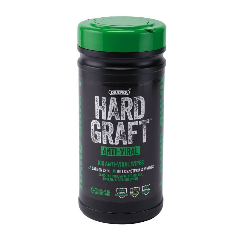 Draper Hard Graft Anti-Viral Wipes (Tub of 100) DRA-12437