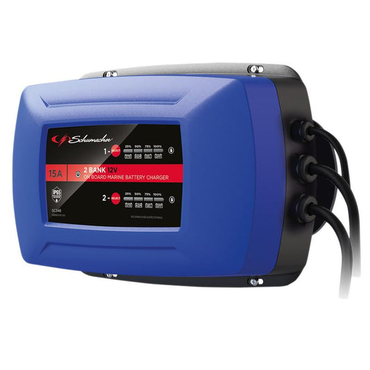Schumacher SC348 2 Bank 12V On Board Marine Battery Charger, 15A DRA-13102