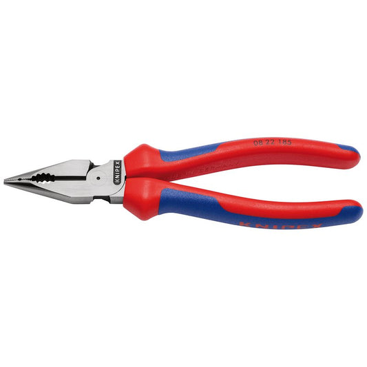 KNIPEX 08 22 185 SB Needle-Nose Combination Pliers with multi-component grips black atramentized, 185mm DRA-13179