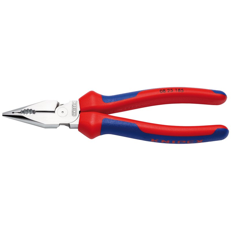KNIPEX 08 25 185 SB Needle-Nose Combination Pliers with multi-component grips chrome-plated, 185mm DRA-13181
