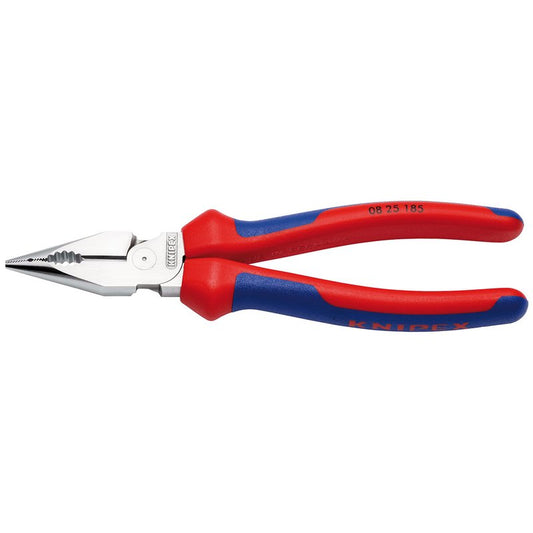 KNIPEX 08 25 185 SB Needle-Nose Combination Pliers with multi-component grips chrome-plated, 185mm DRA-13181