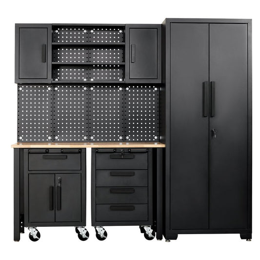 Draper Single Garage Workstation with Roller Cabinets DRA-13269