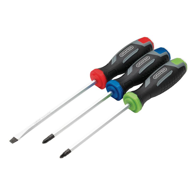 Draper Pound Thru Soft Grip Screwdriver Set (3 Piece) DRA-13486