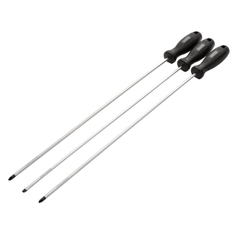 Draper Long Reach Hard Grip Screwdriver Set (3 Piece) DRA-13580