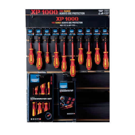 Draper XP1000 VDE Slimline Screwdriver Profile for Slat Wall and Toolbar (34 Piece) DRA-14330