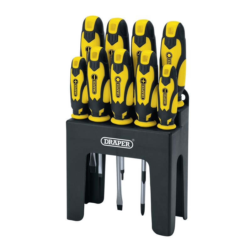 Draper Soft Grip Screwdriver Set, Yellow (9 Piece) DRA-16728