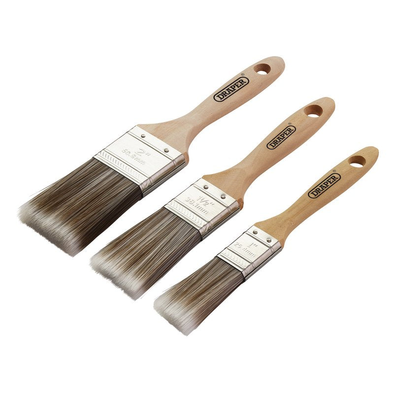 Draper Wood Handle Paint Brush Set (3 Piece) DRA-20439
