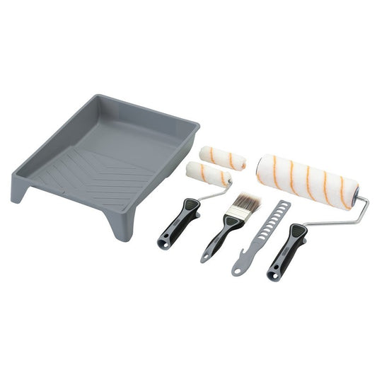 Draper Medium Pile Polyester Paint Roller and Brush Set with Soft Grip (8 Piece) DRA-20787