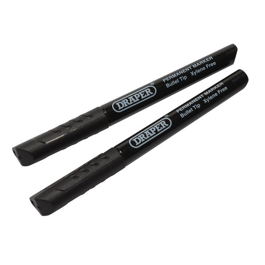 Draper Marker Pens, Black (Pack of 2) DRA-20942