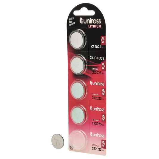 Uniross Lithium Coin Cell CR2025 Batteries (Pack of 5) DRA-21599