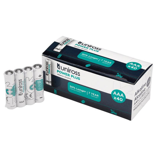 Uniross LR03 AAA Power Plus Alkaline Batteries (Pack of 40) DRA-21605