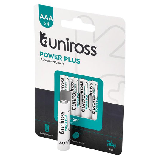 Uniross LR03 AAA Power Plus Alkaline Batteries (Pack of 4) DRA-21606