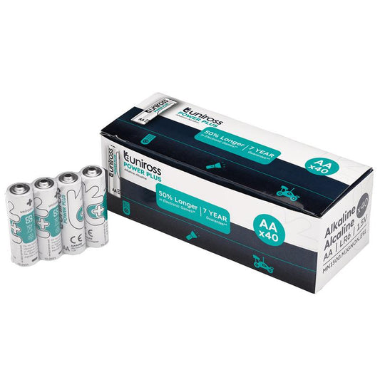Uniross LR6 AA Power Plus Alkaline Batteries (Pack of 40) DRA-21609