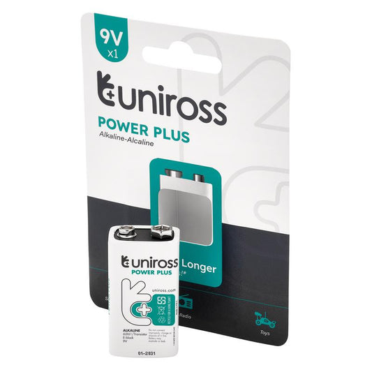 Uniross 6LR61 9V Power Plus Alkaline Battery DRA-21696