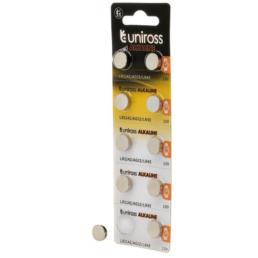 Uniross Akaline Coin Cells LR44 AG13 Batteries (Pack of 10) DRA-21697