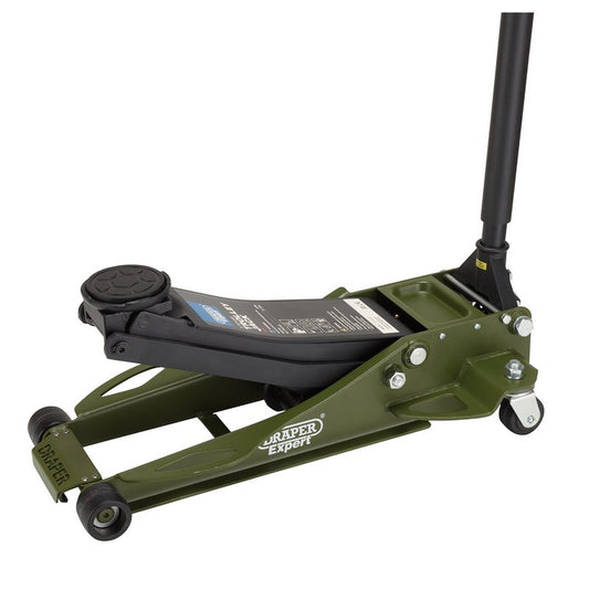 Draper Expert Professional Low Profile Fast Lift Garage Trolley Jack, 3 Tonne, Green DRA-23817