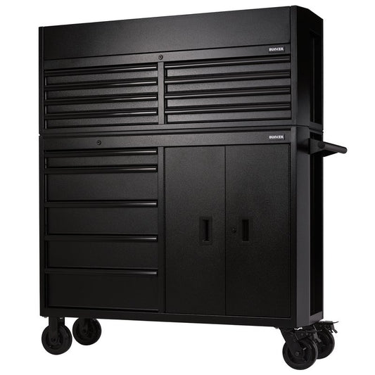 Draper BUNKER 13 Drawer Combined Roller Cabinet and Tool Chest, 52", Black DRA-24249
