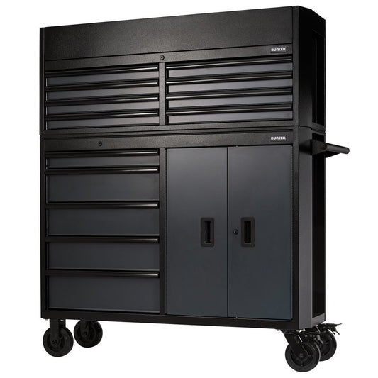 Draper BUNKER 13 Drawer Combined Roller Cabinet and Tool Chest, 52", Grey DRA-24256