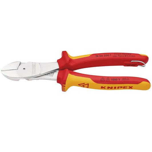 KNIPEX 74 06 200 T BK VDE Insulated High Leverage Diagonal Cutter, 200mm DRA-25626