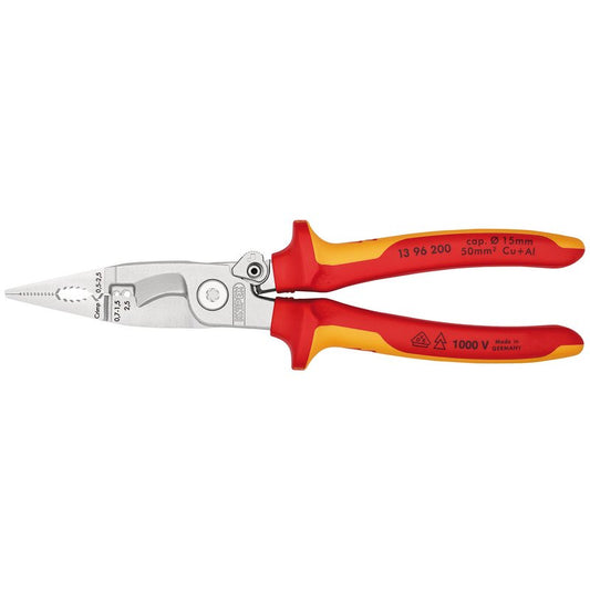 KNIPEX 13 96 200 SB Pliers for Electrical Installation Insulated with Multi-Component Grips, 200mm DRA-25886