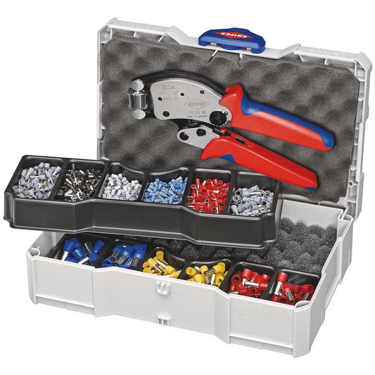 KNIPEX 97 90 13 Crimp Assortment for Wire Ferrules with Plastic Collars, 1 x 97 90 00, 1 x 97 53 18, 9 x Wire Ferrule Sets DRA-26147