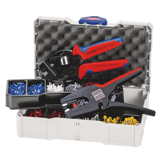 KNIPEX 97 90 17 Crimp Assortment for Wire Ferrules, 1 x 12 42 195, 1 x 97 53 09, 8 x Wire Ferrule Sets DRA-26149