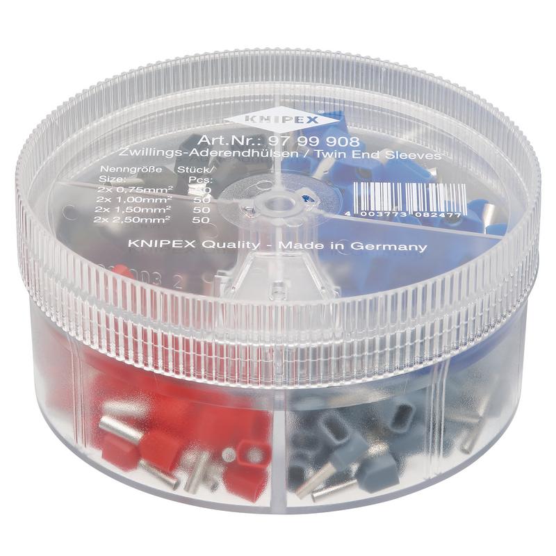 KNIPEX 97 99 908 Assortment Boxes with 200 Twin Wire Ferrules, 4 Parts DRA-26154