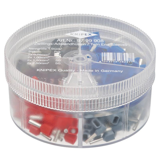 KNIPEX 97 99 908 Assortment Boxes with 200 Twin Wire Ferrules, 4 Parts DRA-26154
