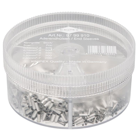 KNIPEX 97 99 910 Assortment Boxes with 1900 Non-Insulated Wire Ferrules, 5 x Wire DRA-26156