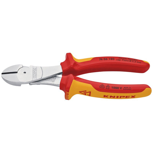 KNIPEX 74 06 180 SB VDE Insulated High Leverage Diagonal Cutter, 180 mm DRA-26784