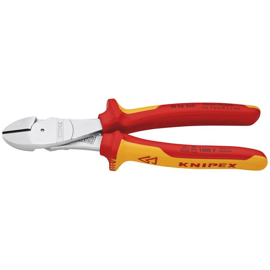 KNIPEX 74 06 200 SB VDE Insulated High Leverage Diagonal Cutter,  200mm DRA-26789