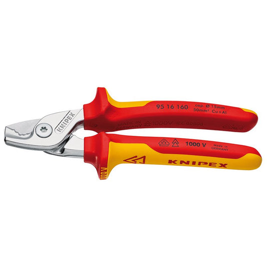 KNIPEX 95 16 160 SB StepCut VDE Insulated Cable Shears, 160mm DRA-27012