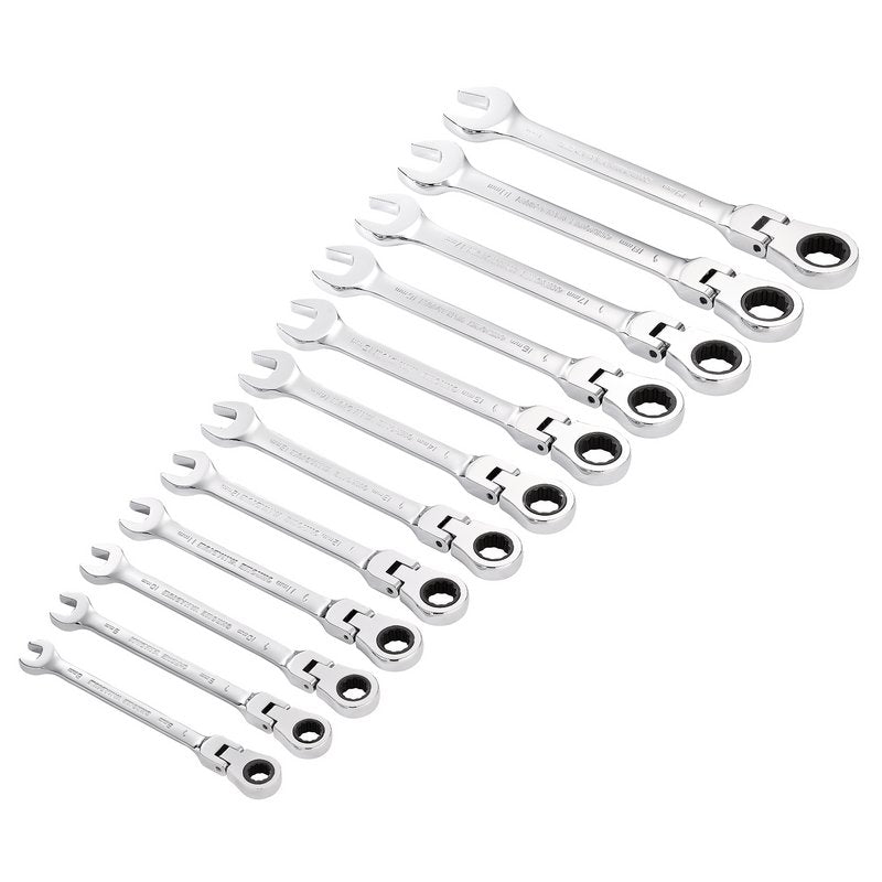 Draper HI-TORQ Metric Flexible Head Ratchet Combination Spanner Set (12 Piece) DRA-27733