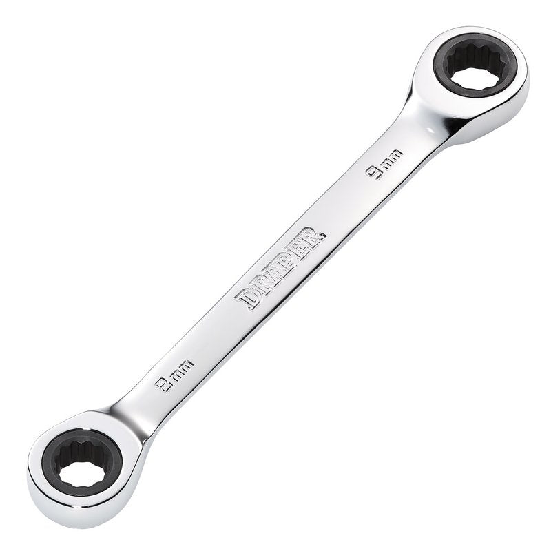 Draper HI-TORQ Metric Double Ratchet Ring Spanner, 8 x 9mm DRA-27735