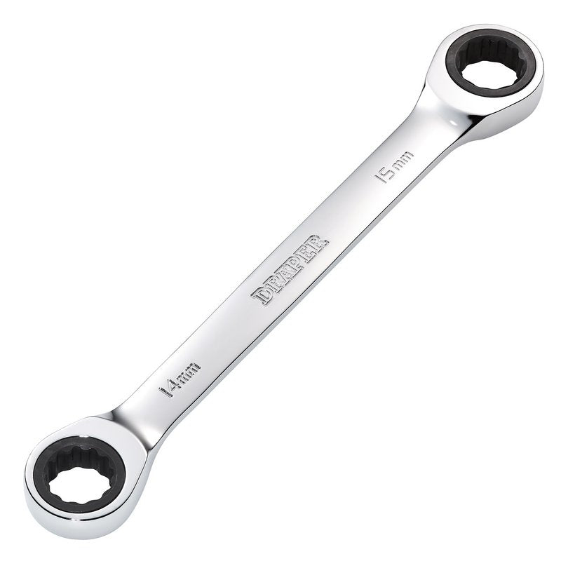 Draper HI-TORQ Metric Double Ratchet Ring Spanner, 14 x 15mm DRA-27738
