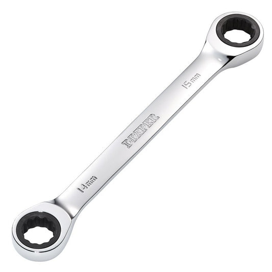 Draper HI-TORQ Metric Double Ratchet Ring Spanner, 14 x 15mm DRA-27738