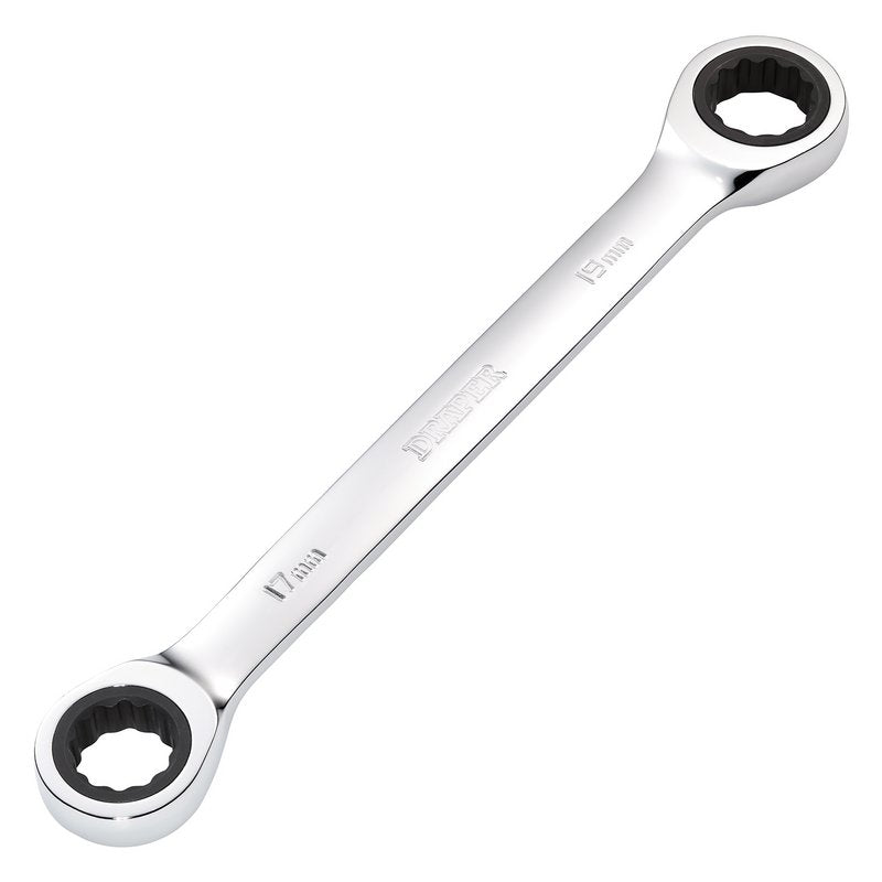 Draper HI-TORQ Metric Double Ratchet Ring Spanner, 17 x 19mm DRA-27740