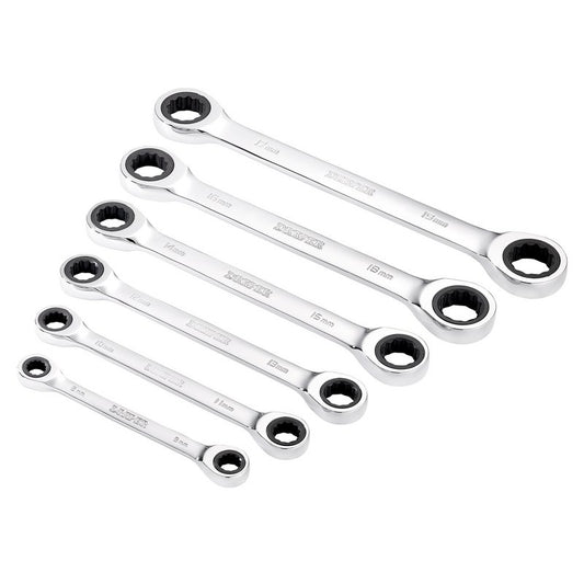 Draper HI-TORQ Metric Double Ratchet Ring Spanner Set (6 Piece) DRA-27741