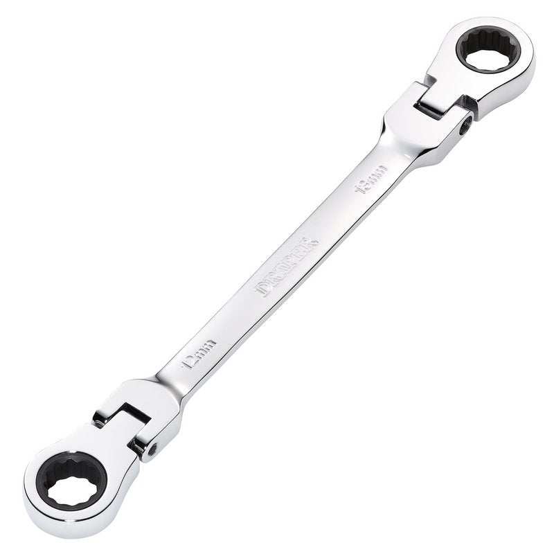 Draper HI-TORQ Metric Flexible Head Double Ring Ratchet Spanner, 12 x 13mm DRA-27746
