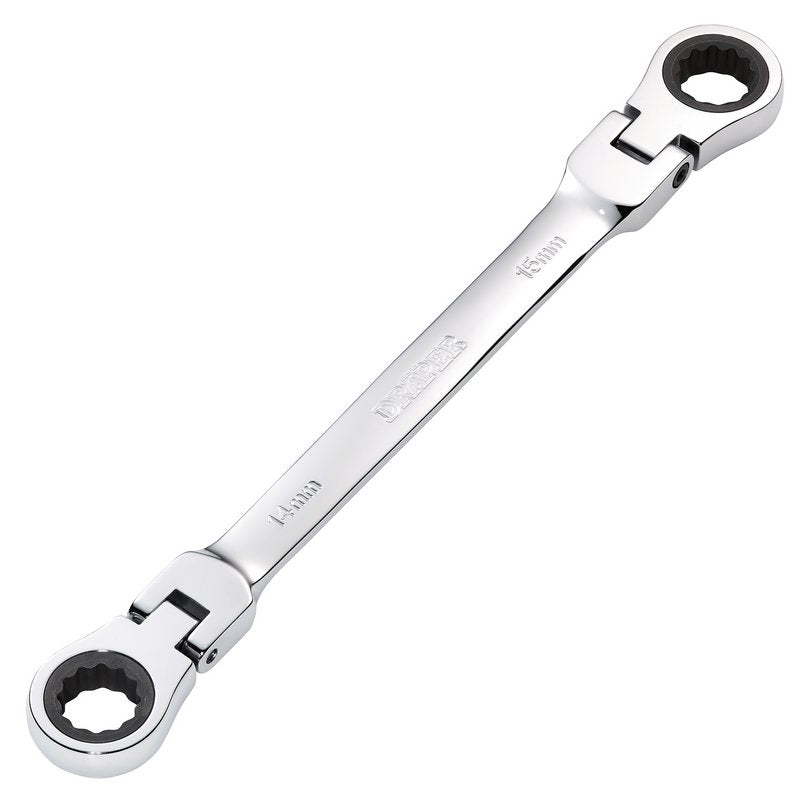 Draper HI-TORQ Metric Flexible Head Double Ring Ratchet Spanner, 14 x 15mm DRA-27747