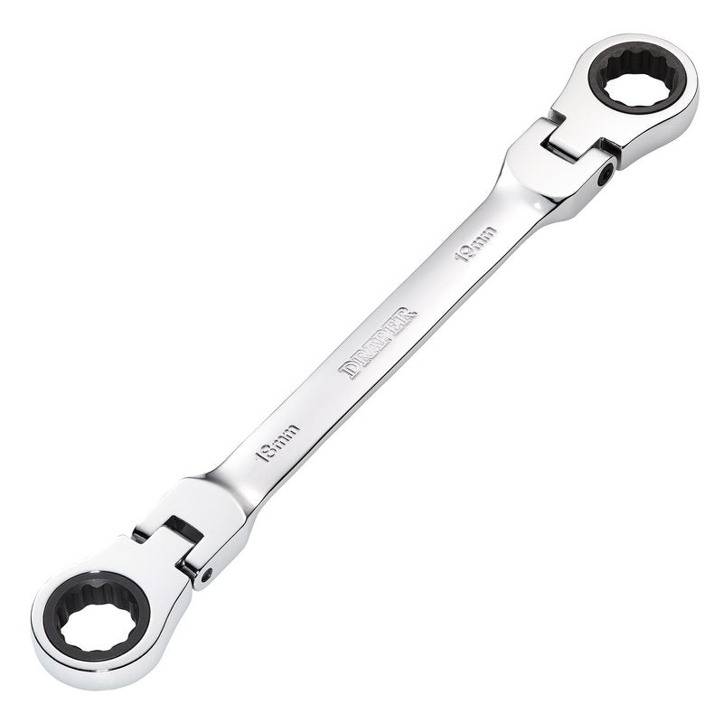 Draper HI-TORQ Metric Flexible Head Double Ring Ratchet Spanner, 18 x 19mm DRA-27759