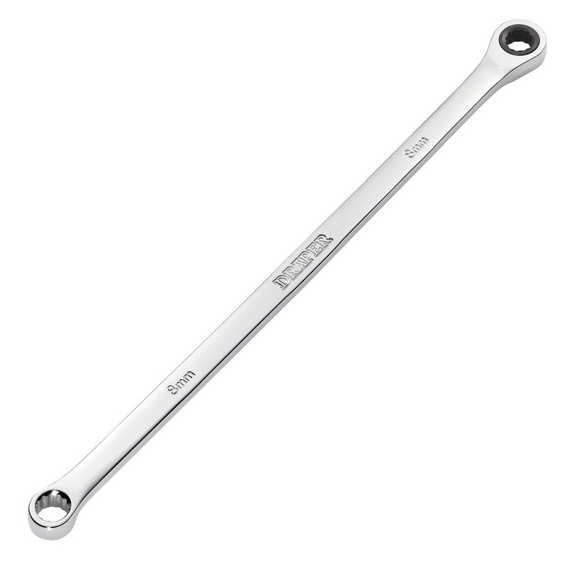 Draper HI-TORQ Metric Extra-Long Double Ring Ratchet Spanner, 8mm DRA-27765