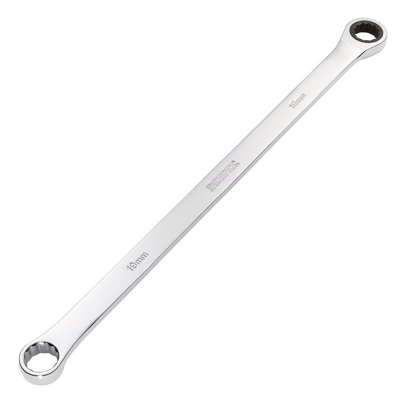 Draper HI-TORQ Metric Extra-Long Double Ring Ratchet Spanner, 19mm DRA-27777