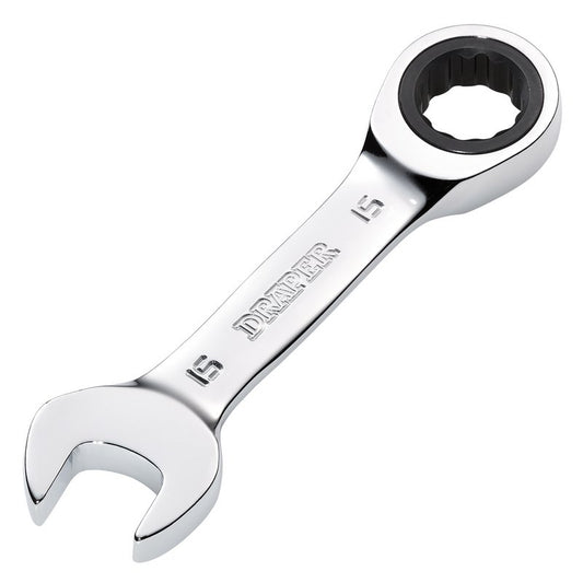 Draper HI-TORQ Metric Stubby Ratchet Combination Spanner, 15mm DRA-27909