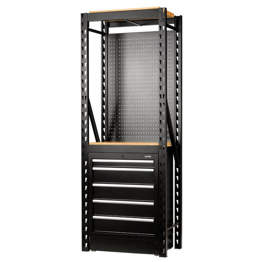 Draper BUNKER 13 Piece Modular Storage Combo 2 Tier Racking with Hardwood Shelving, Pegboard and Floor Cabinet, 750mm DRA-27919