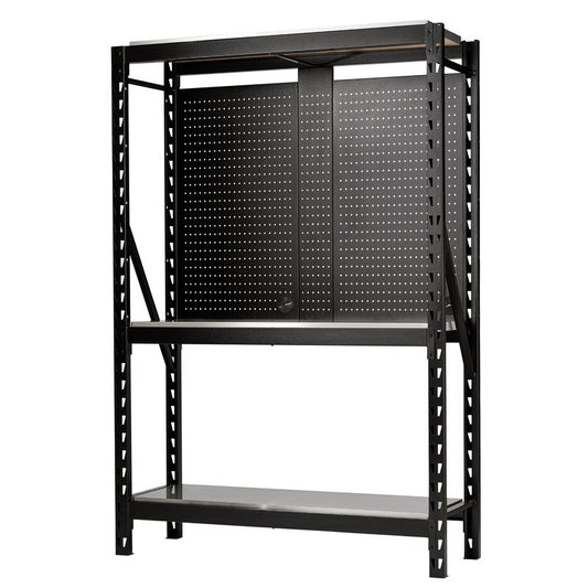 Draper BUNKER 17 Piece Modular 3 Tier Racking with Stainless Steel Shelving and Pegboards, 1500mm DRA-27922